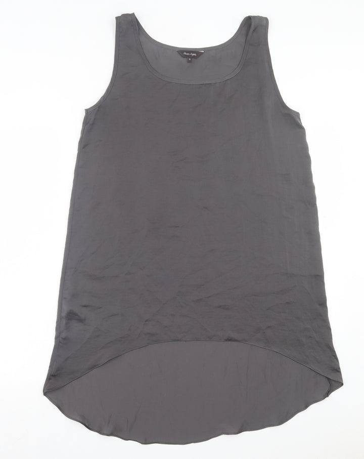 Phase Eight Womens Grey Cotton Tank Dress Size 12 Scoop Neck Pullover