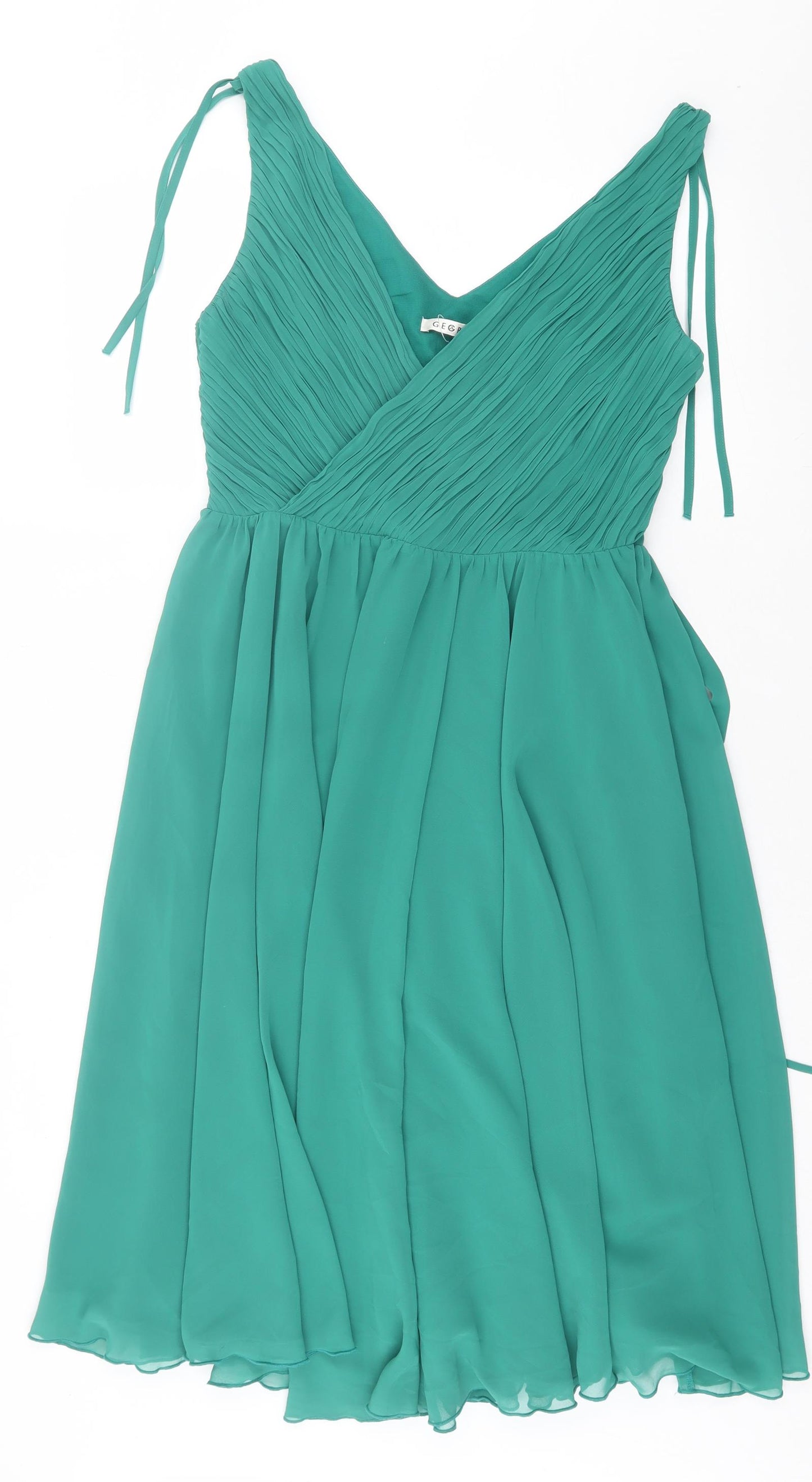George Womens Green Polyester A-Line Size 12 V-Neck Zip