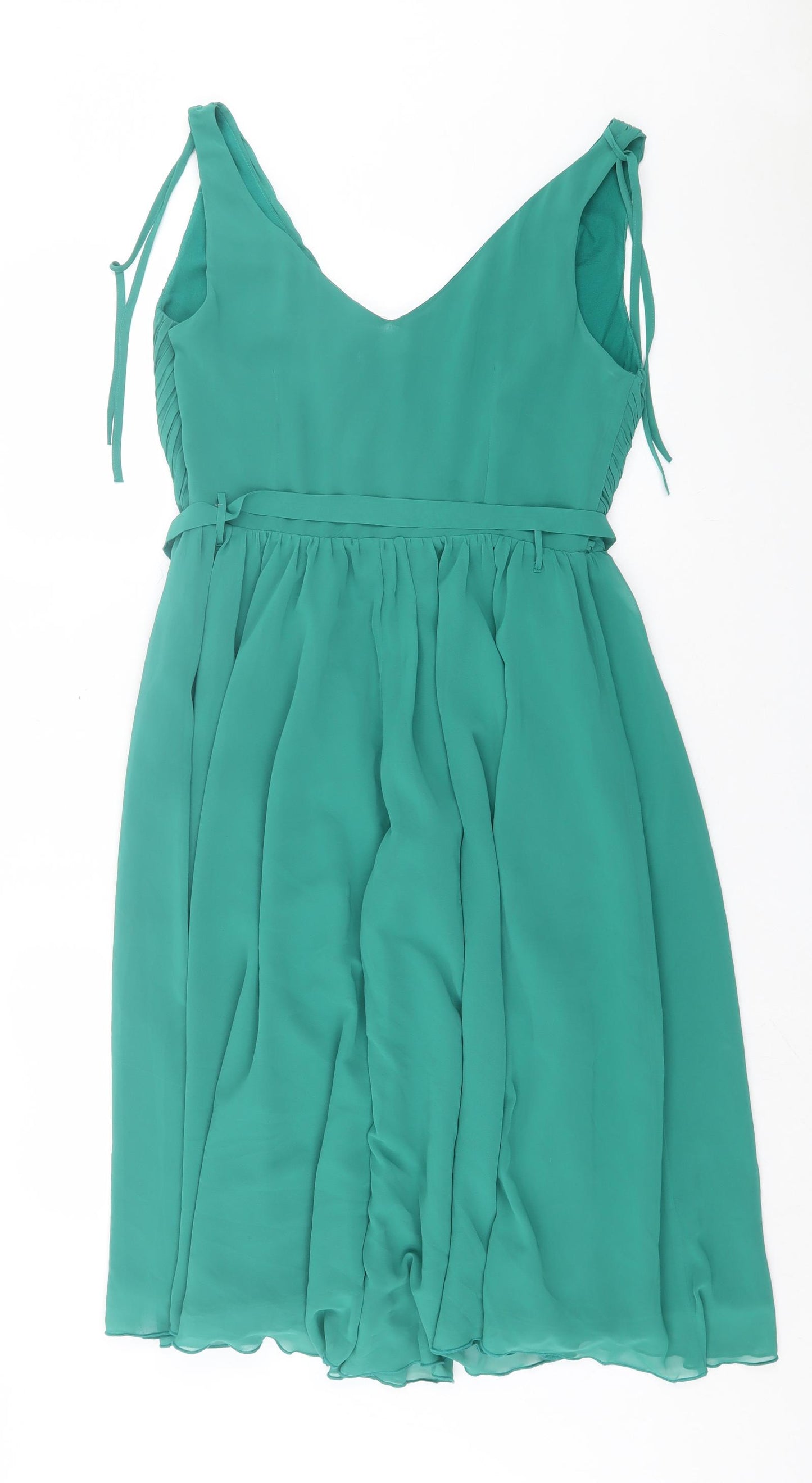 George Womens Green Polyester A-Line Size 12 V-Neck Zip