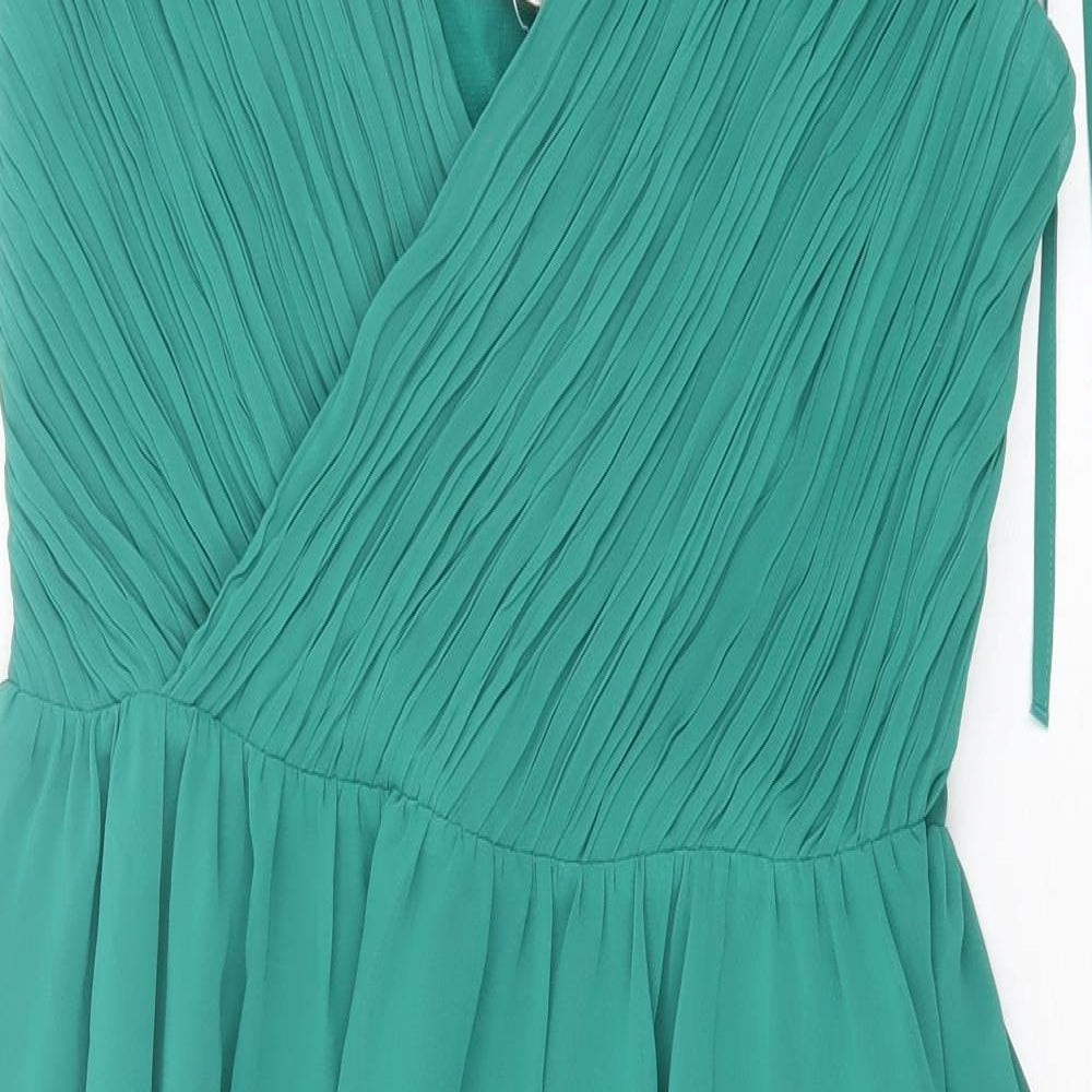 George Womens Green Polyester A-Line Size 12 V-Neck Zip
