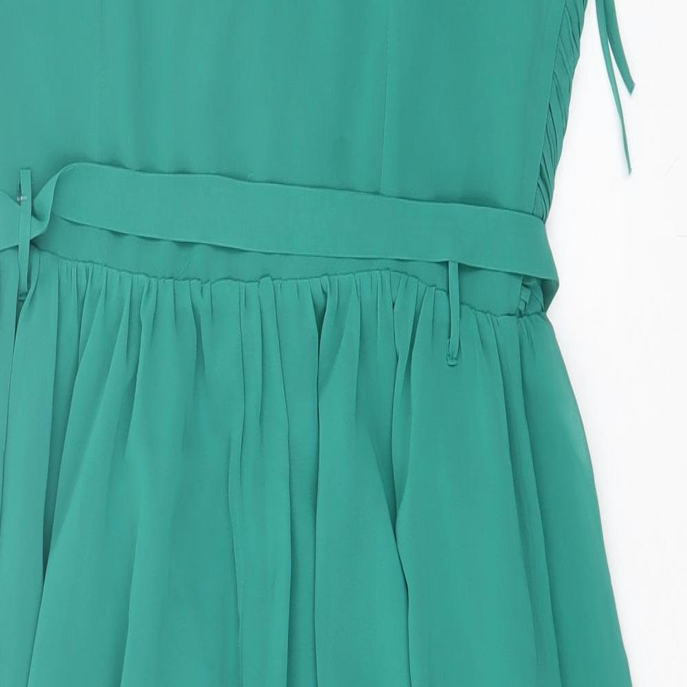 George Womens Green Polyester A-Line Size 12 V-Neck Zip