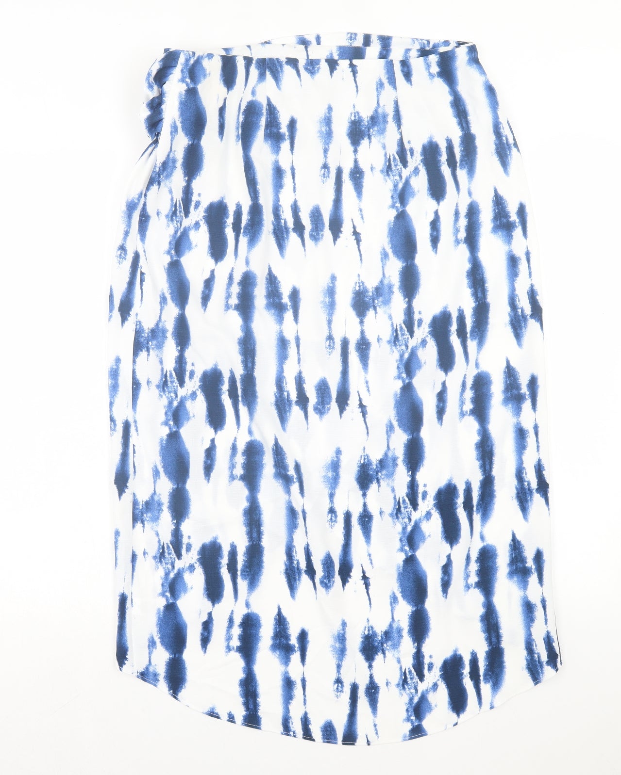 George Womens Blue Geometric Polyester Wrap Skirt Size 12 Button