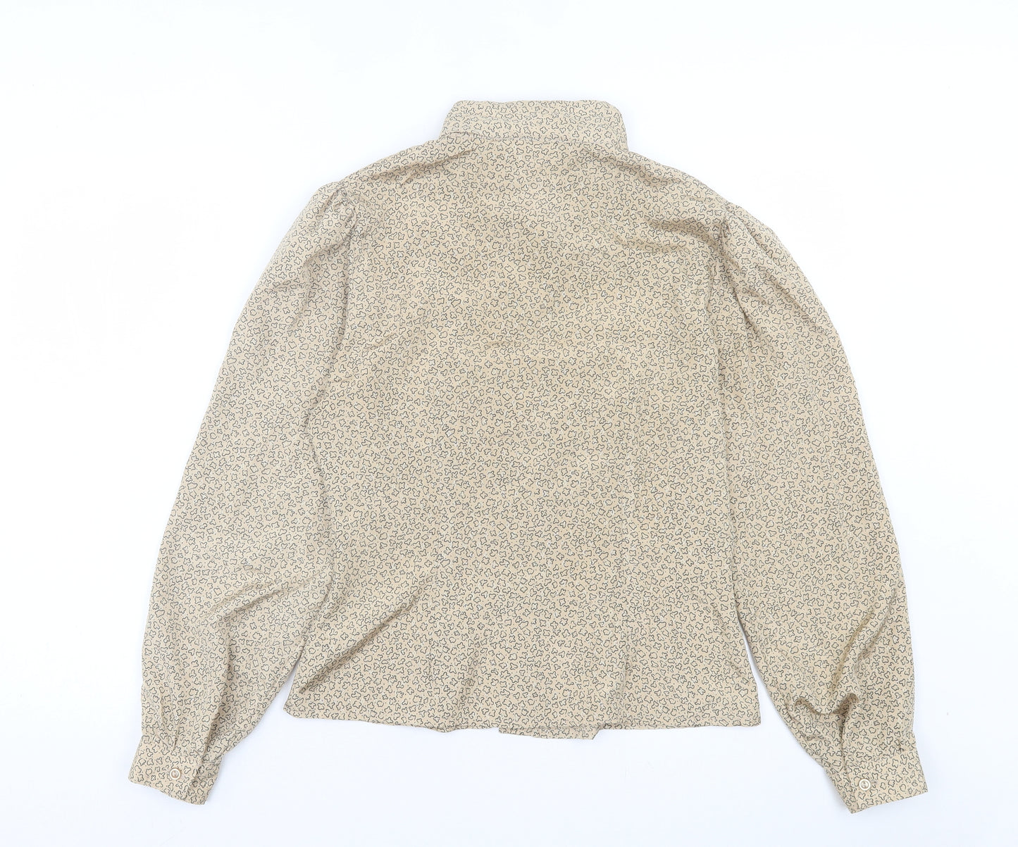 Dorothy Perkins Womens Brown Geometric Polyester Basic Button-Up Size 12 High Neck