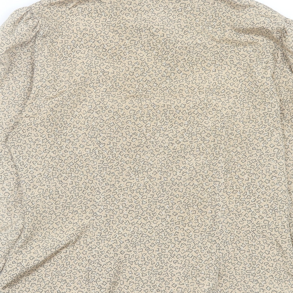 Dorothy Perkins Womens Brown Geometric Polyester Basic Button-Up Size 12 High Neck