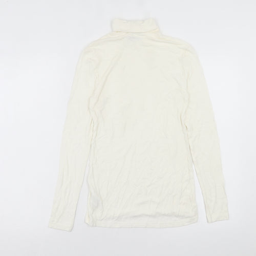 Papaya Womens Ivory Viscose Basic T-Shirt Size 10 Roll Neck