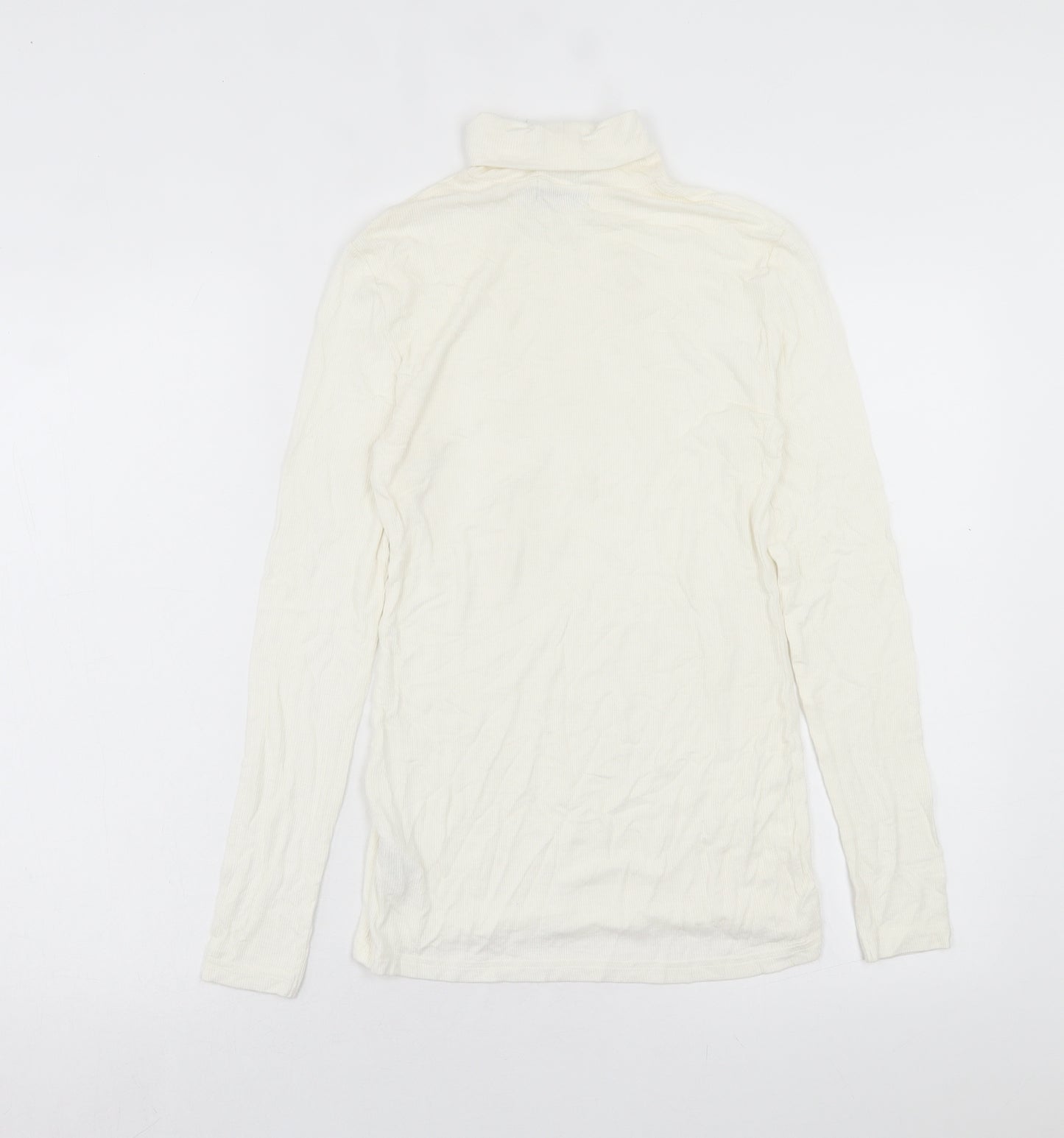 Papaya Womens Ivory Viscose Basic T-Shirt Size 10 Roll Neck