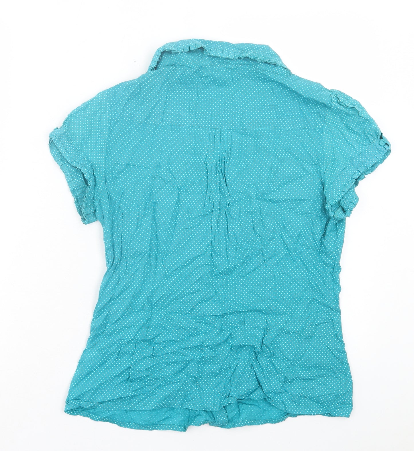 Monsoon Womens Blue Polka Dot Cotton Basic Button-Up Size 12 Collared