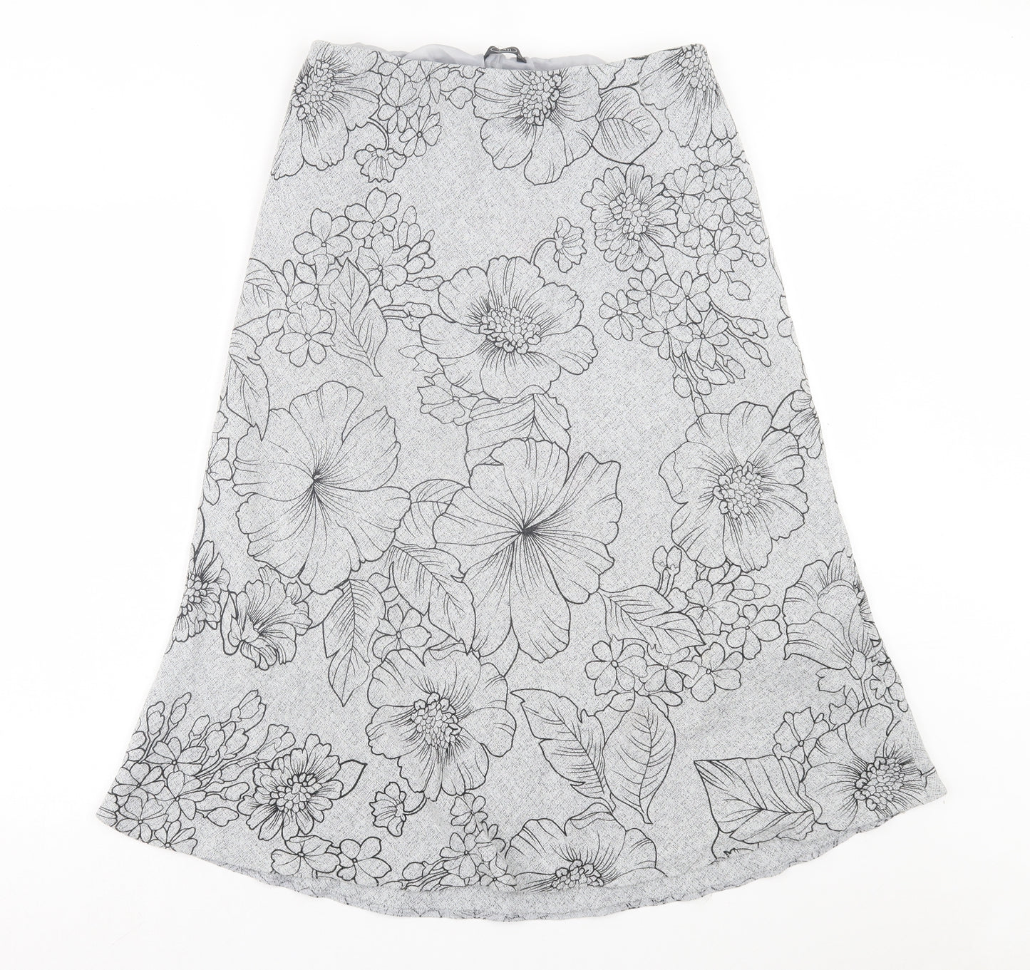 Bonmarché Womens Grey Floral Polyester A-Line Skirt Size 16