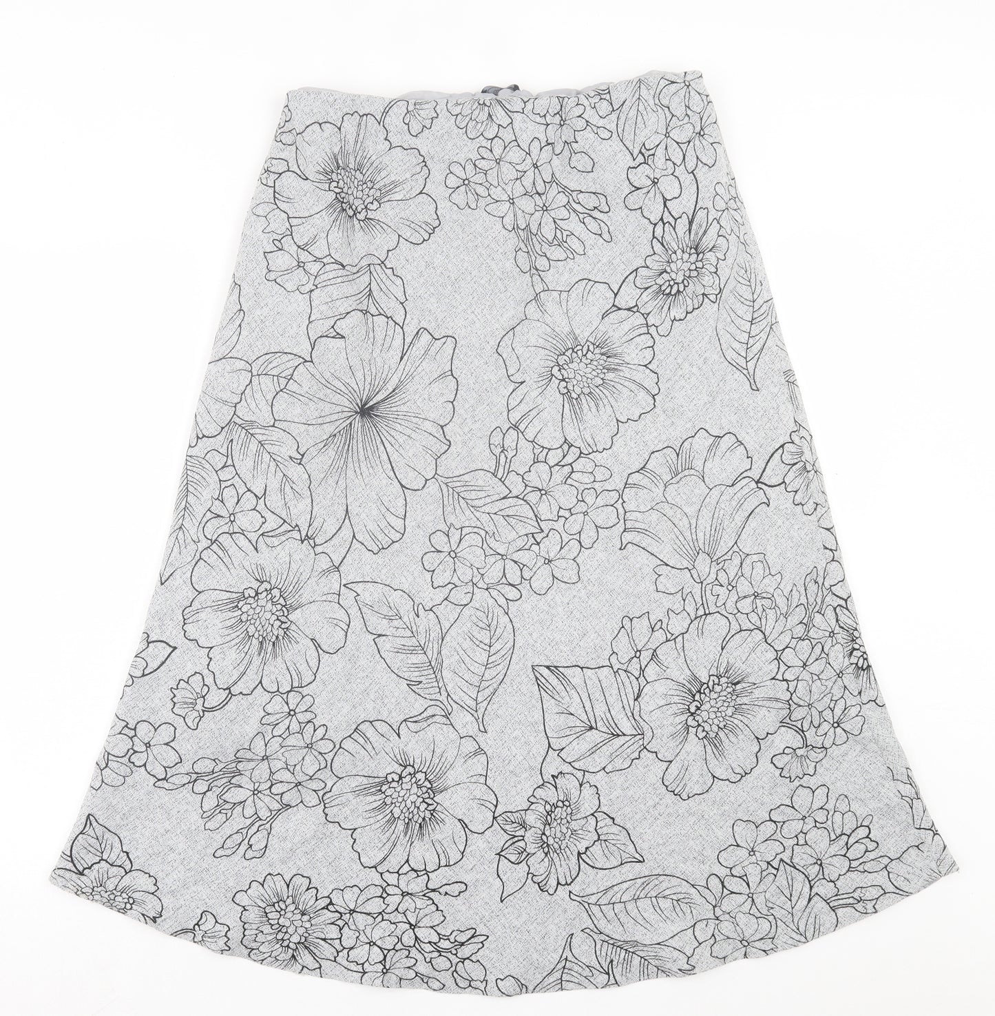 Bonmarché Womens Grey Floral Polyester A-Line Skirt Size 16