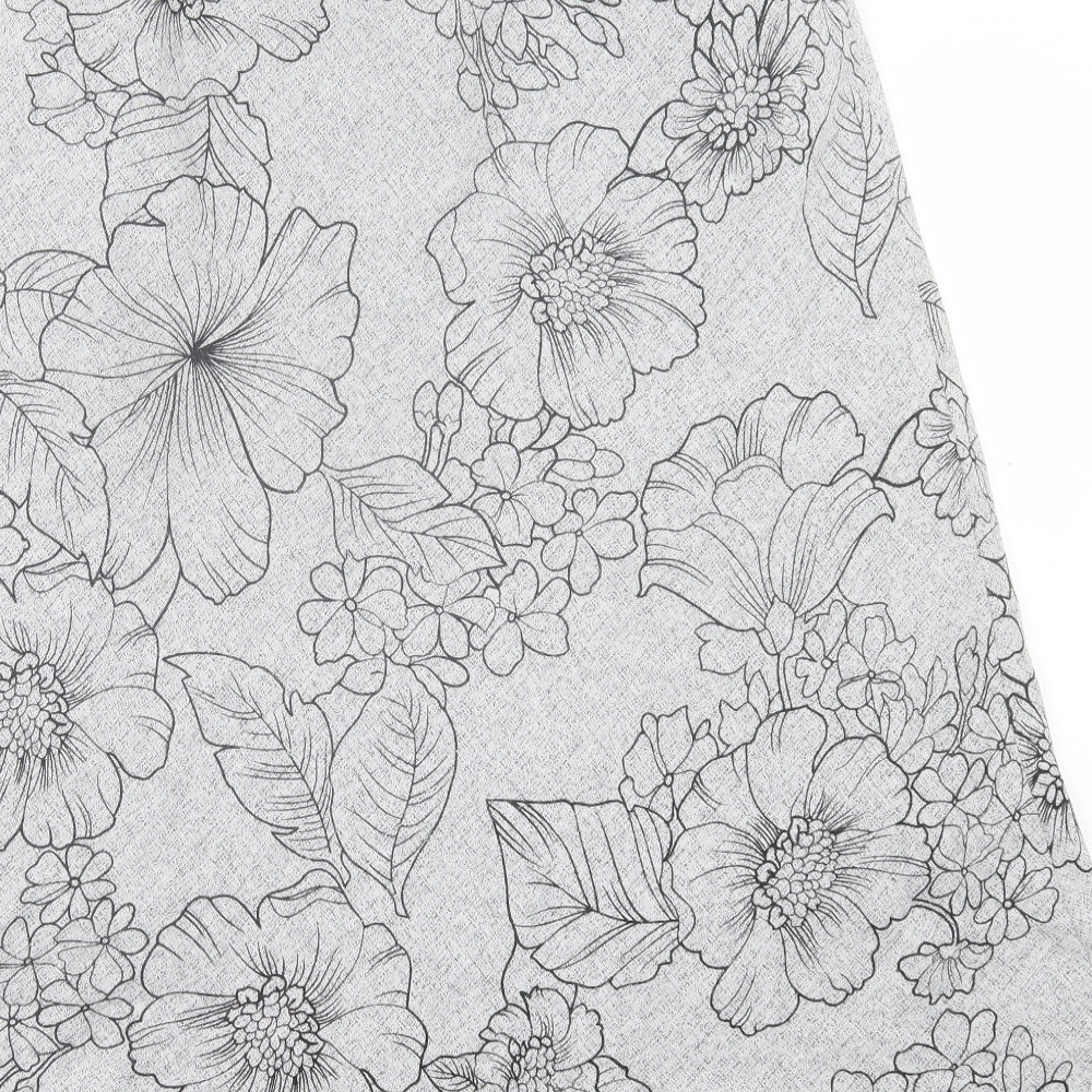 Bonmarché Womens Grey Floral Polyester A-Line Skirt Size 16