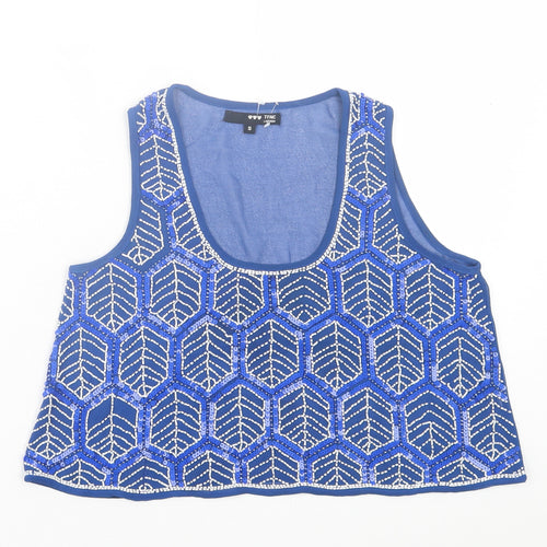 TFNC Womens Blue Polyester Cropped Tank Size S Scoop Neck