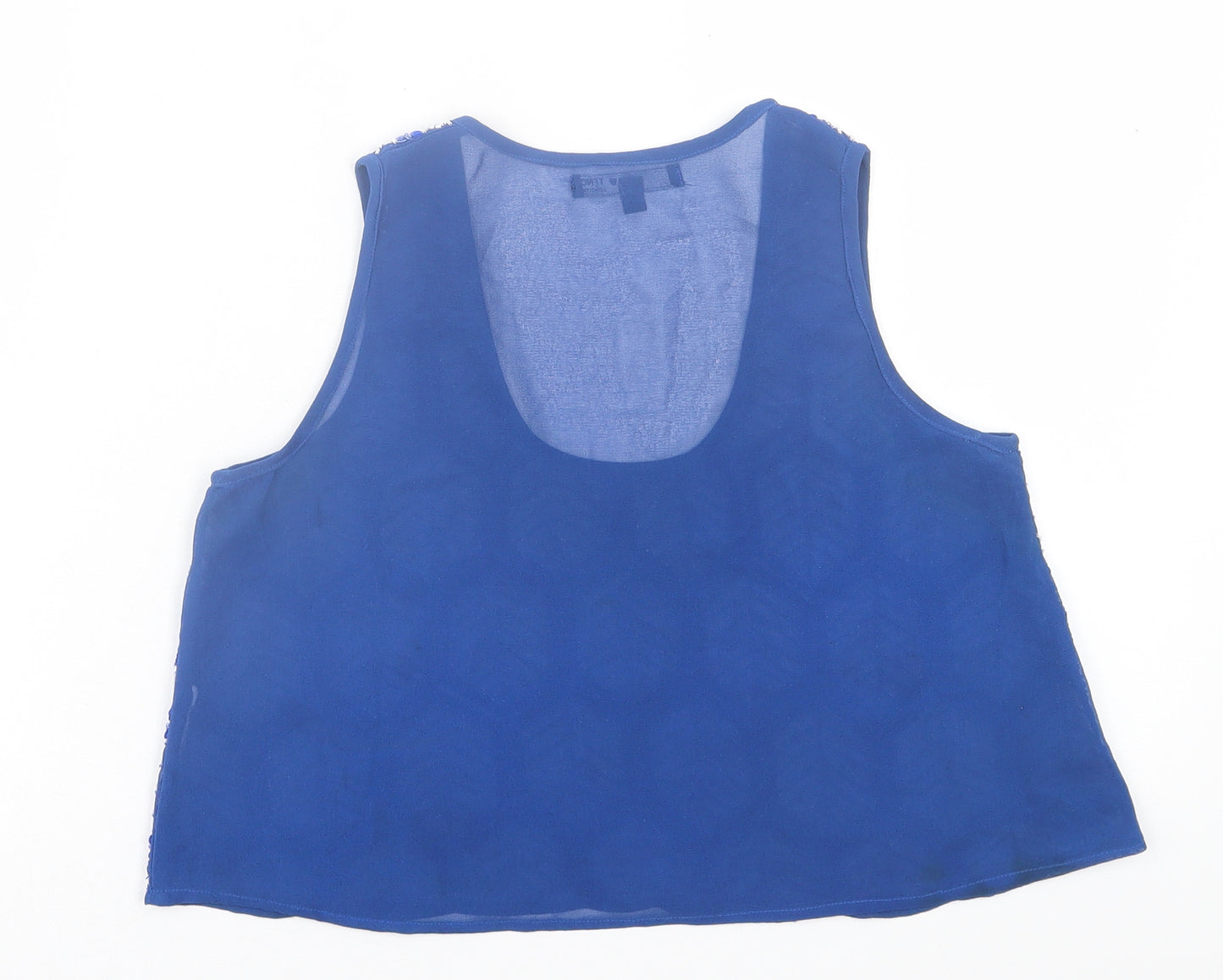 TFNC Womens Blue Polyester Cropped Tank Size S Scoop Neck