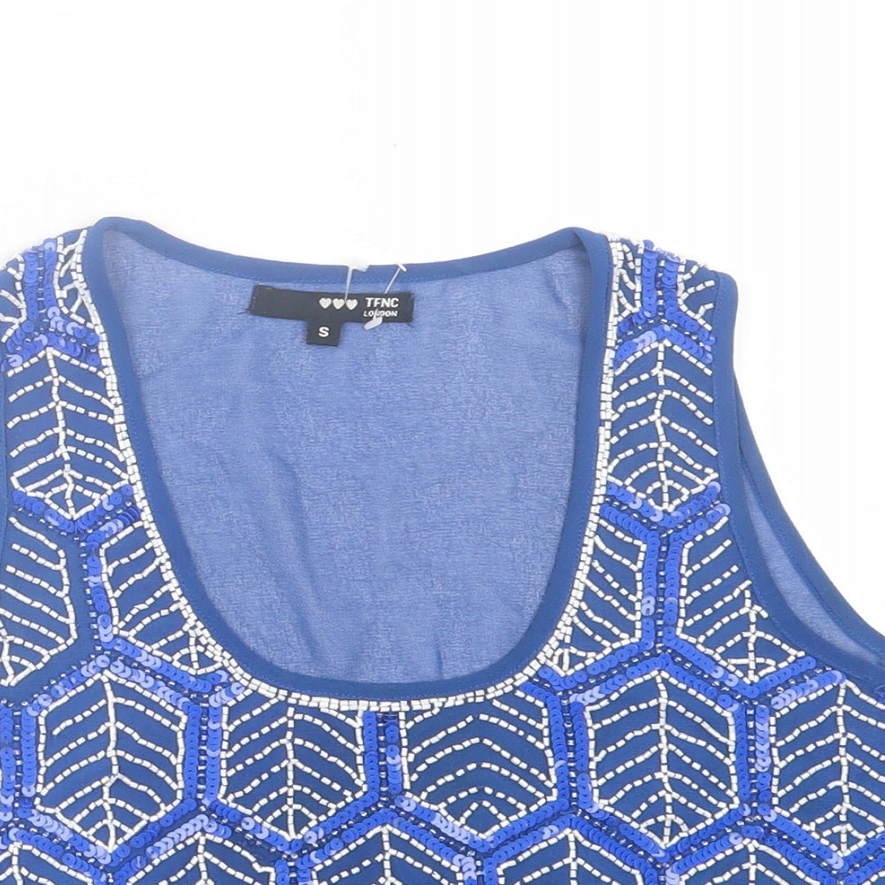 TFNC Womens Blue Polyester Cropped Tank Size S Scoop Neck