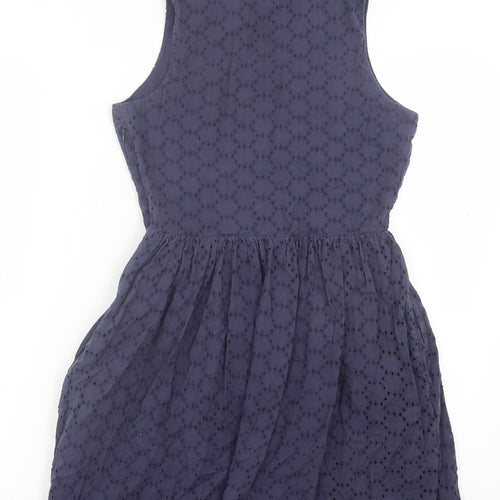 Jack Wills Womens Blue Geometric Cotton Fit & Flare Size 8 Collared Button