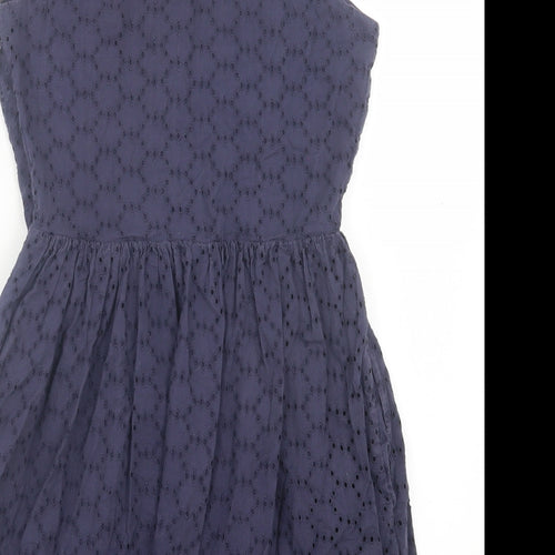 Jack Wills Womens Blue Geometric Cotton Fit & Flare Size 8 Collared Button
