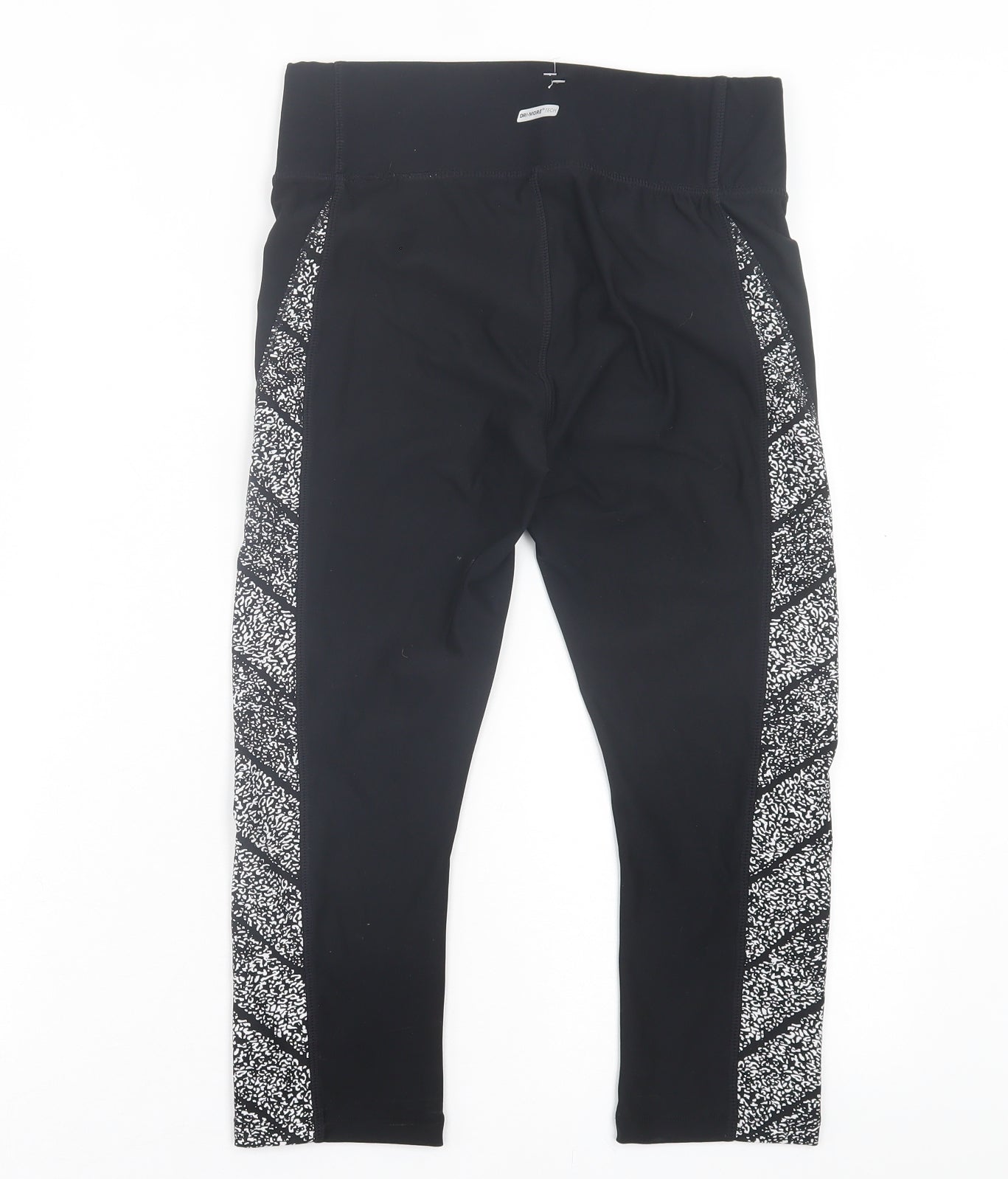 Athletic Works Womens Black Geometric Polyester Cropped Leggings Size S L18 in Regular Pullover