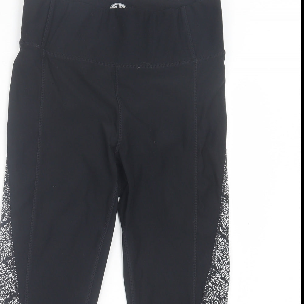 Athletic Works Womens Black Geometric Polyester Cropped Leggings Size S L18 in Regular Pullover