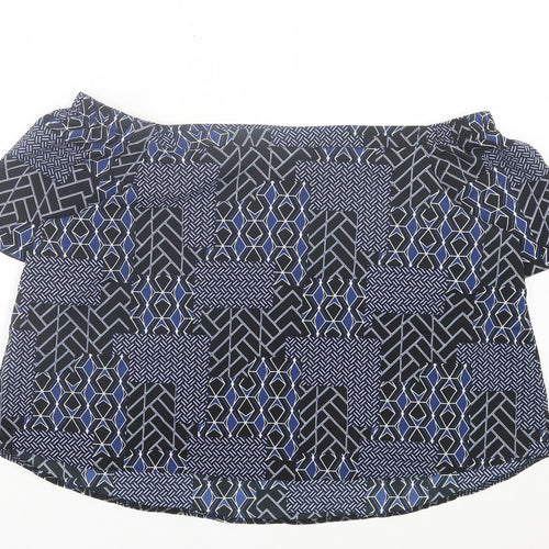 New Look Womens Blue Geometric Polyester Basic Blouse Size 18 Off the Shoulder