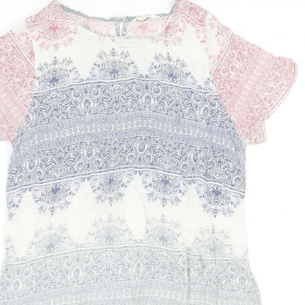 White Stuff Womens Multicoloured Paisley Viscose A-Line Size 14 Round Neck Button