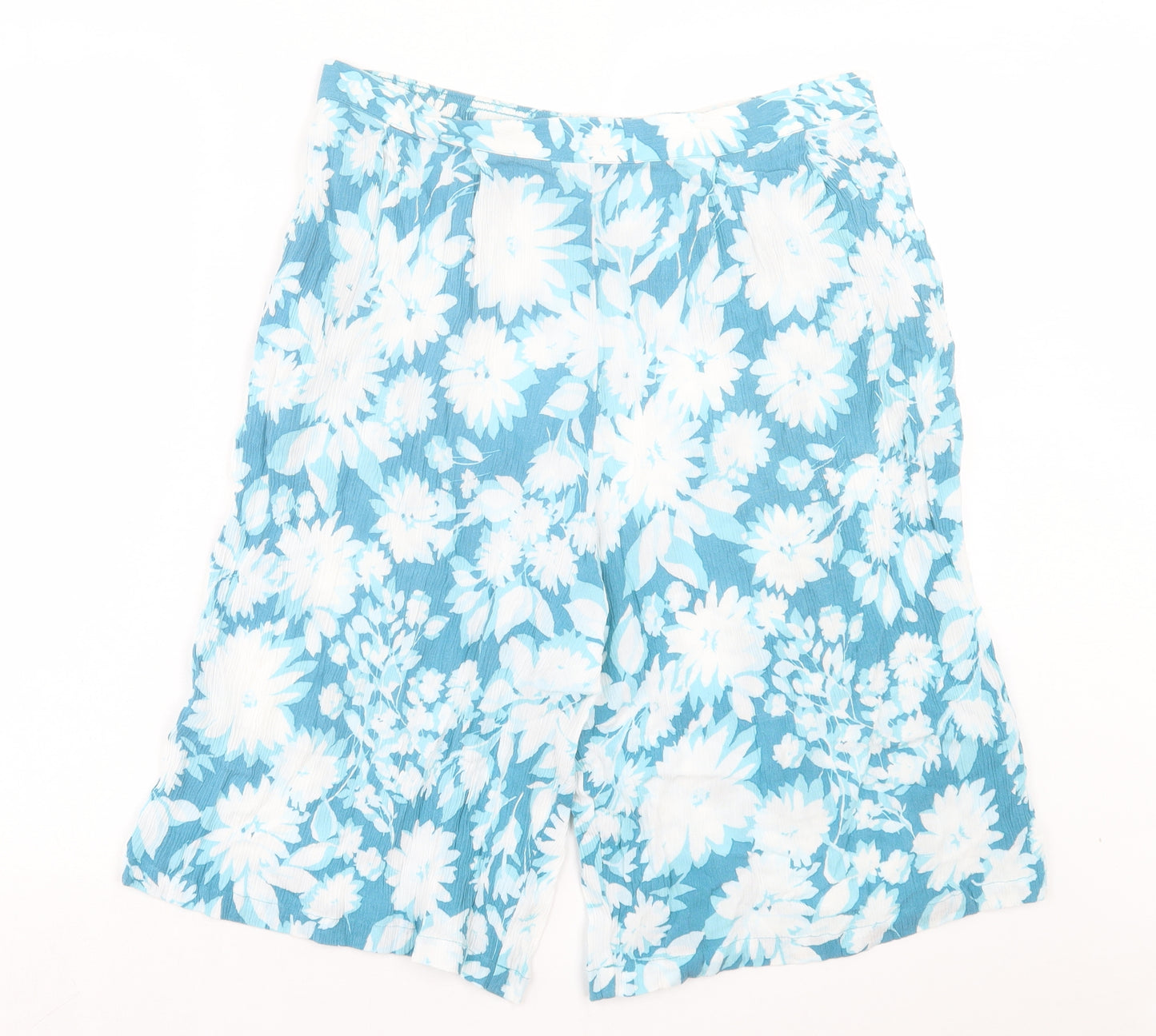 Travelling Light Womens Blue Floral Viscose Bermuda Shorts Size XL L10 in Regular Pull On