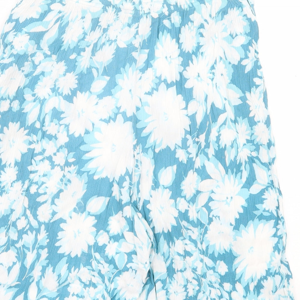 Travelling Light Womens Blue Floral Viscose Bermuda Shorts Size XL L10 in Regular Pull On