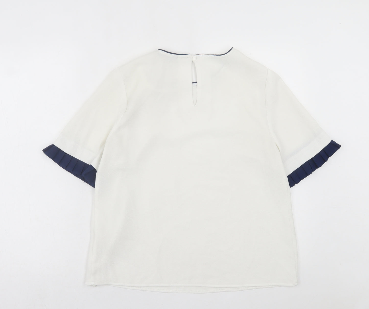 TU Womens White Polyester Basic T-Shirt Size 12 Crew Neck
