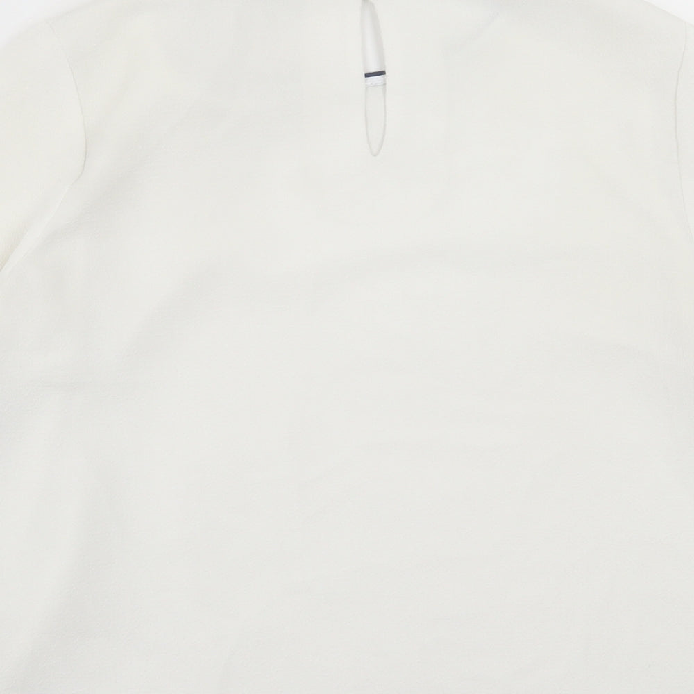 TU Womens White Polyester Basic T-Shirt Size 12 Crew Neck