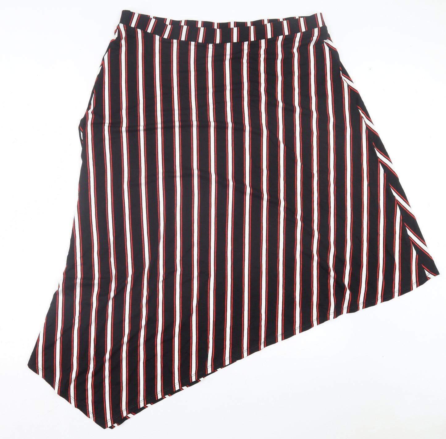Evans Womens Black Striped Viscose A-Line Skirt Size 22