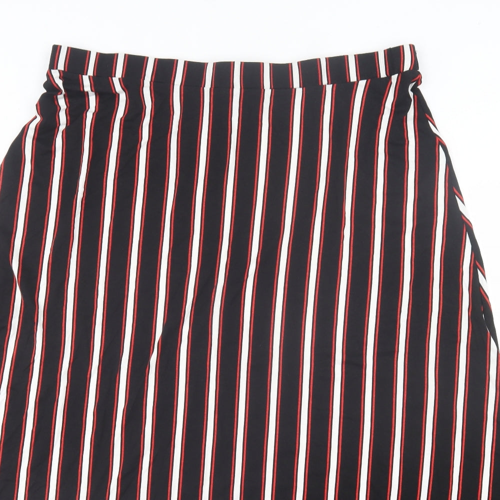 Evans Womens Black Striped Viscose A-Line Skirt Size 22