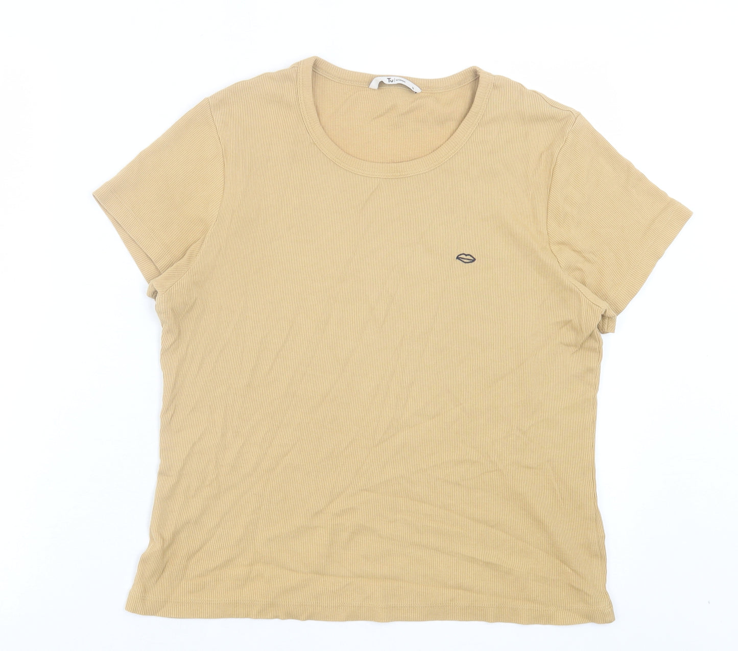 TU Womens Brown Cotton Basic T-Shirt Size 16 Round Neck