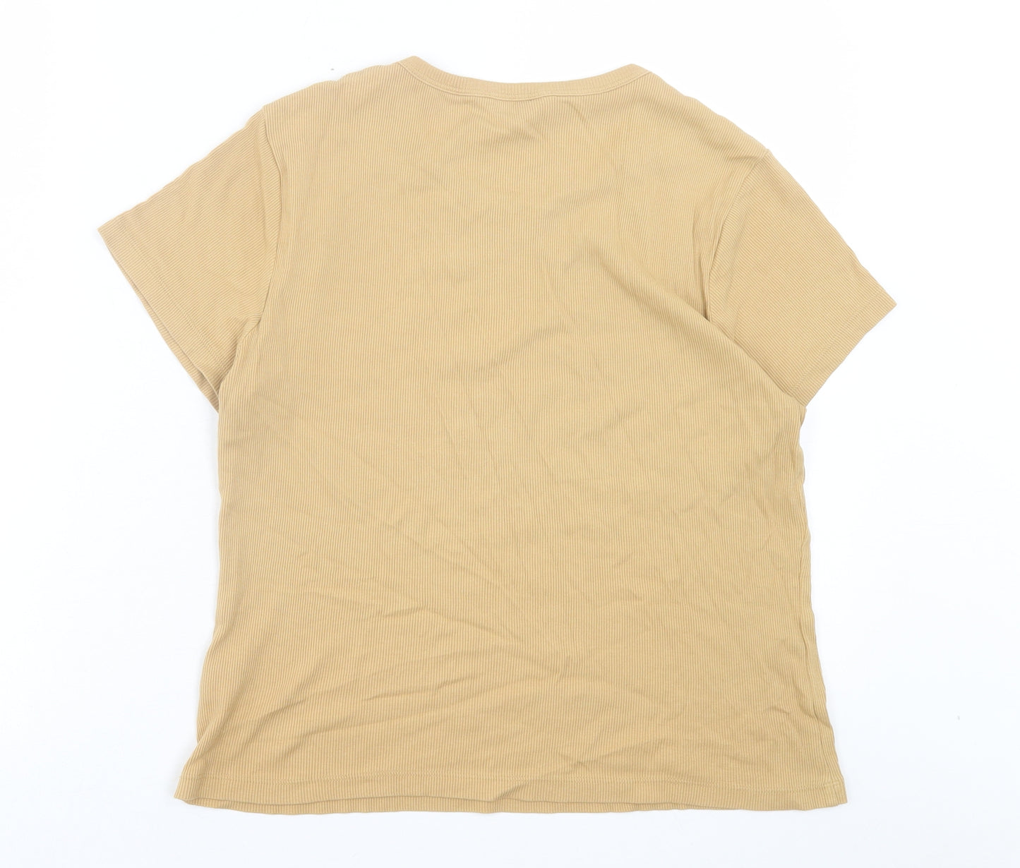 TU Womens Brown Cotton Basic T-Shirt Size 16 Round Neck