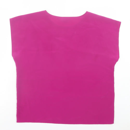 BHS Womens Purple Polyester Basic T-Shirt Size 16 Crew Neck