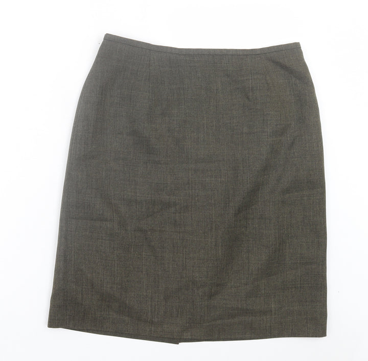 Tom English Womens Green Polyester Straight & Pencil Skirt Size 14 Button