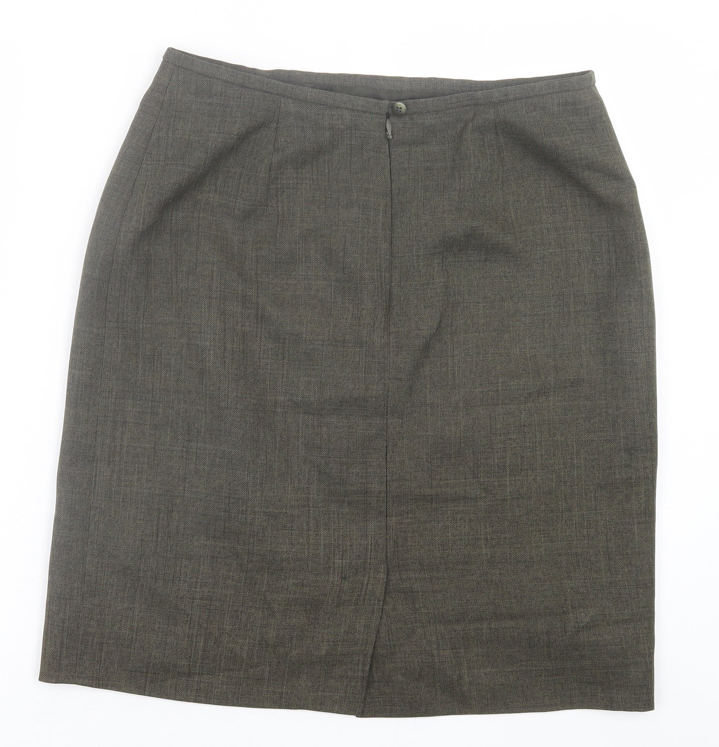 Tom English Womens Green Polyester Straight & Pencil Skirt Size 14 Button