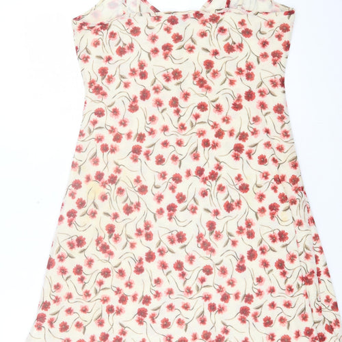 Per Una Womens White Floral Polyester A-Line Size 14 V-Neck Pullover