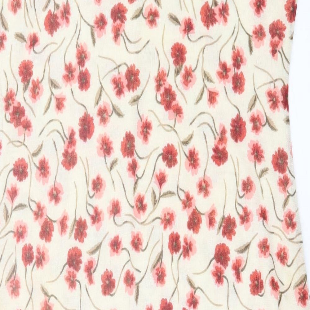 Per Una Womens White Floral Polyester A-Line Size 14 V-Neck Pullover
