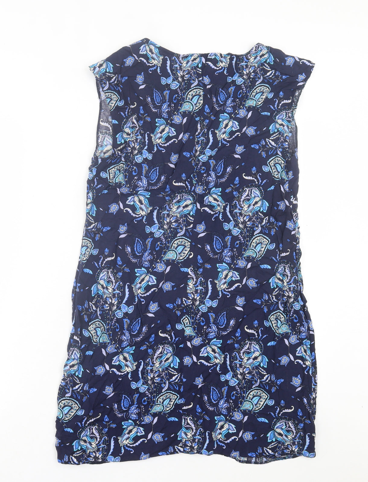 F&F Womens Blue Paisley Viscose A-Line Size 14 Round Neck Pullover