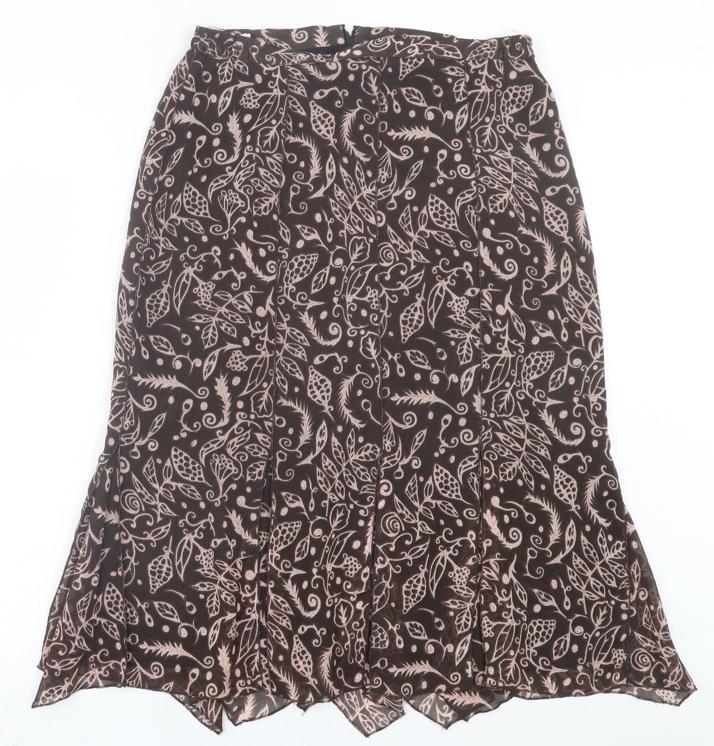Oscar B Womens Brown Floral Polyester A-Line Skirt Size 18