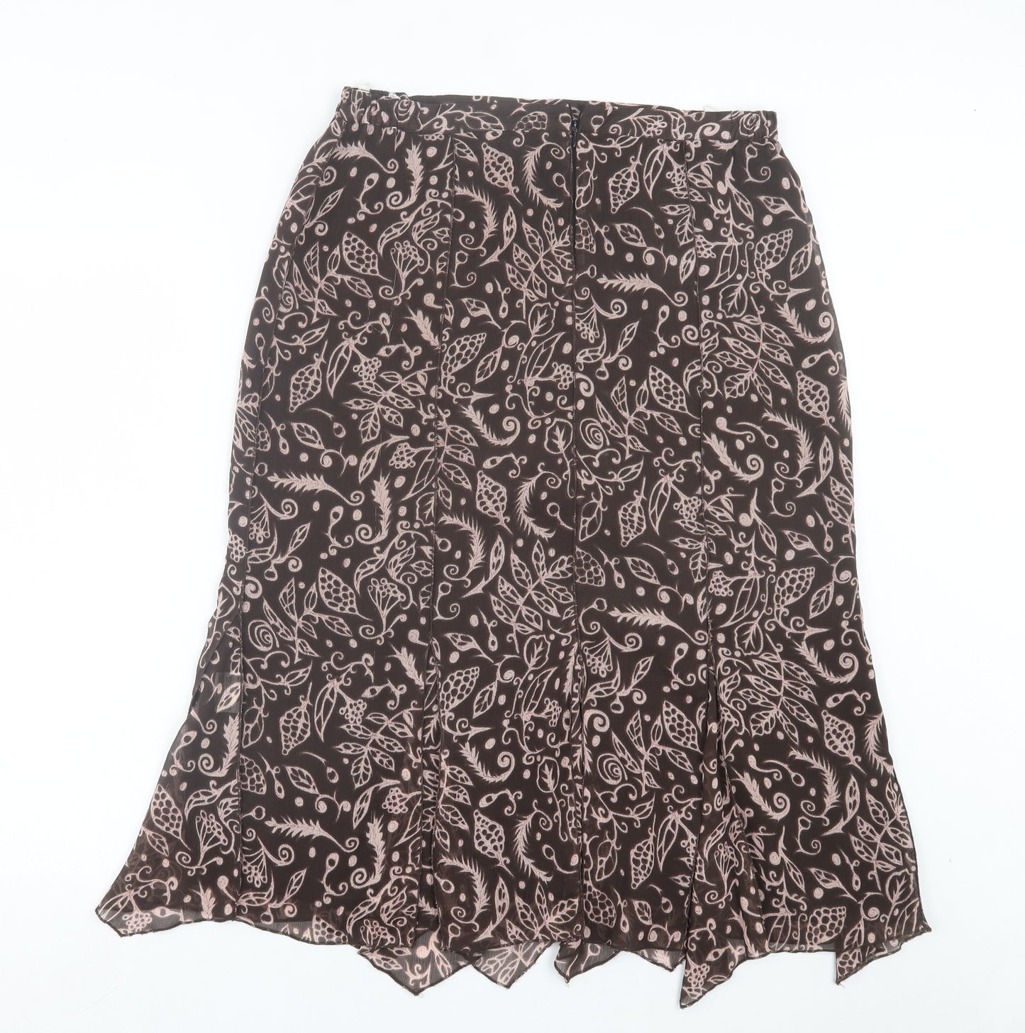 Oscar B Womens Brown Floral Polyester A-Line Skirt Size 18