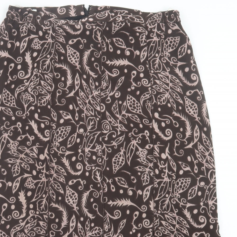 Oscar B Womens Brown Floral Polyester A-Line Skirt Size 18