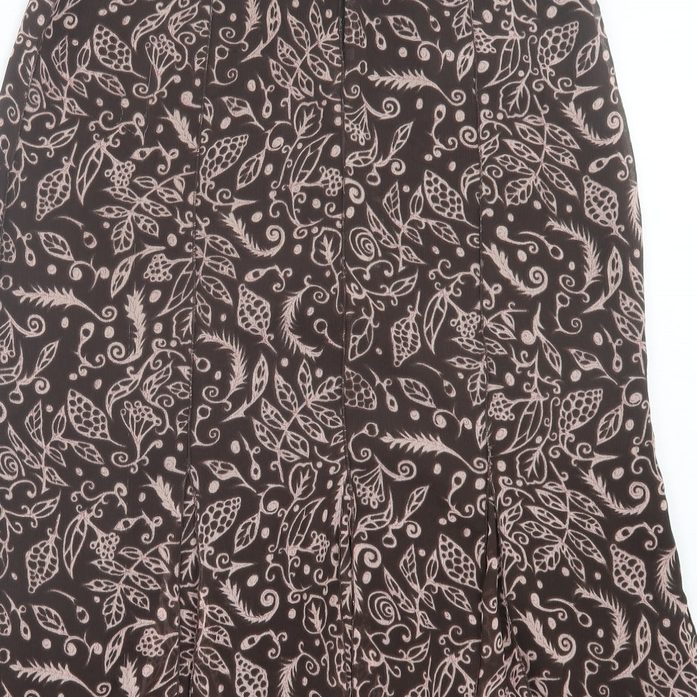 Oscar B Womens Brown Floral Polyester A-Line Skirt Size 18