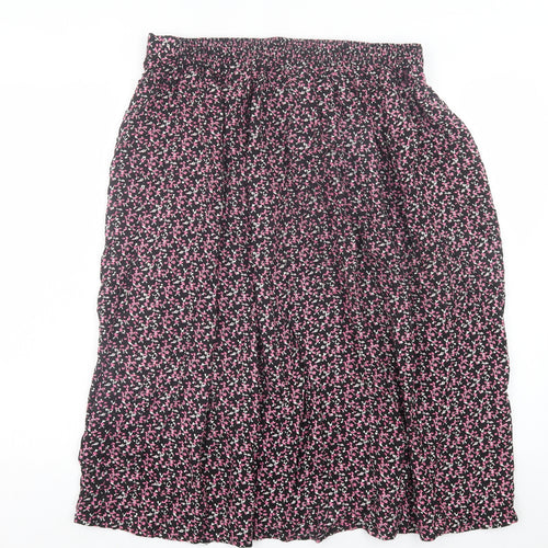 Preworn Womens Pink Floral Polyester A-Line Skirt Size L