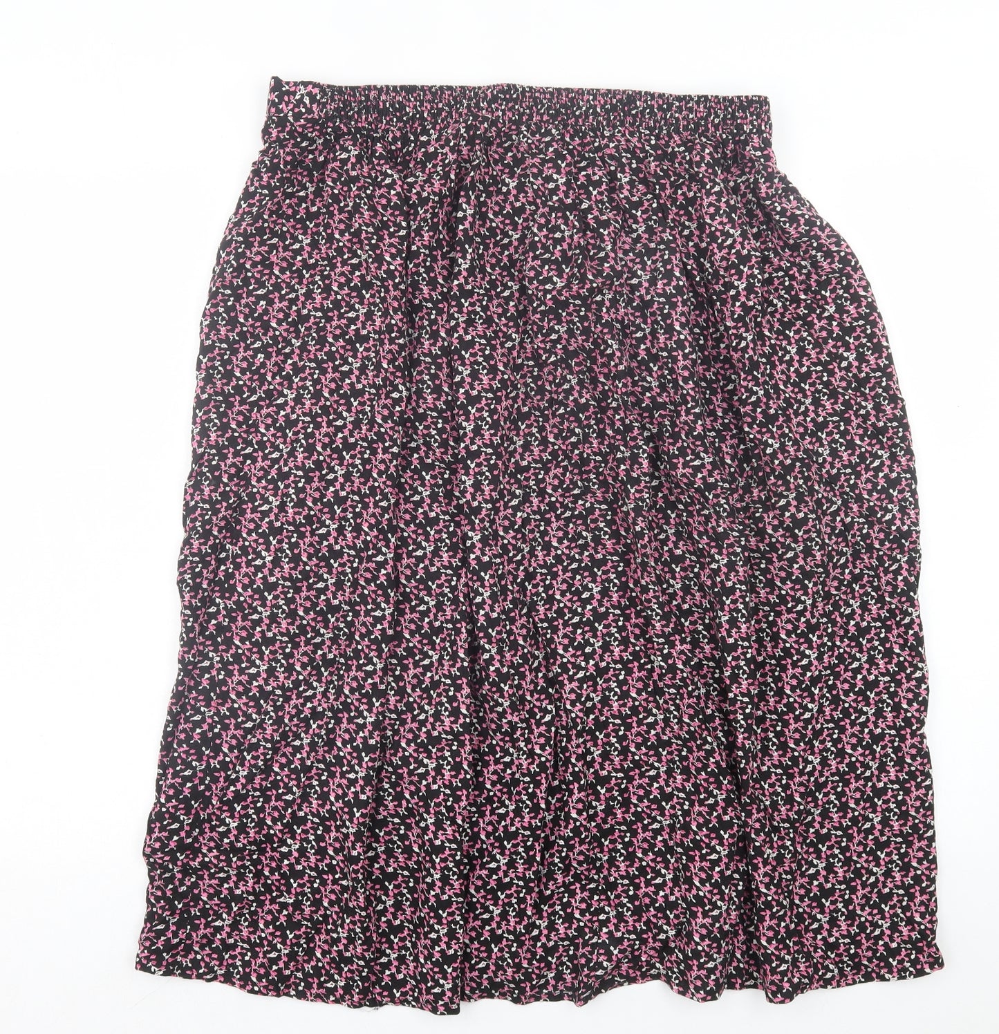 Preworn Womens Pink Floral Polyester A-Line Skirt Size L