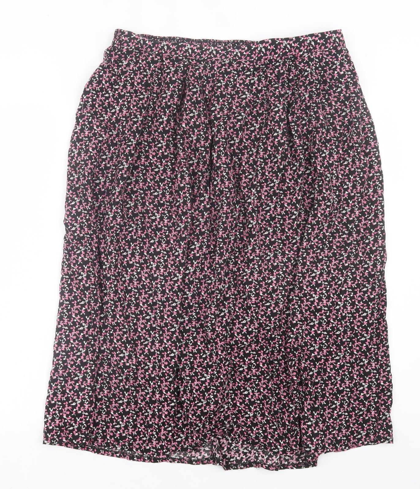 Preworn Womens Pink Floral Polyester A-Line Skirt Size L