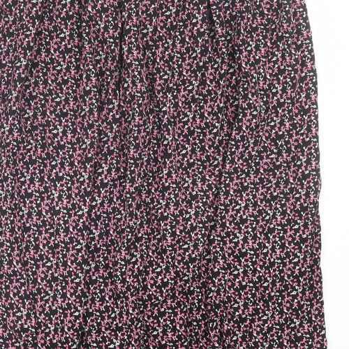 Preworn Womens Pink Floral Polyester A-Line Skirt Size L