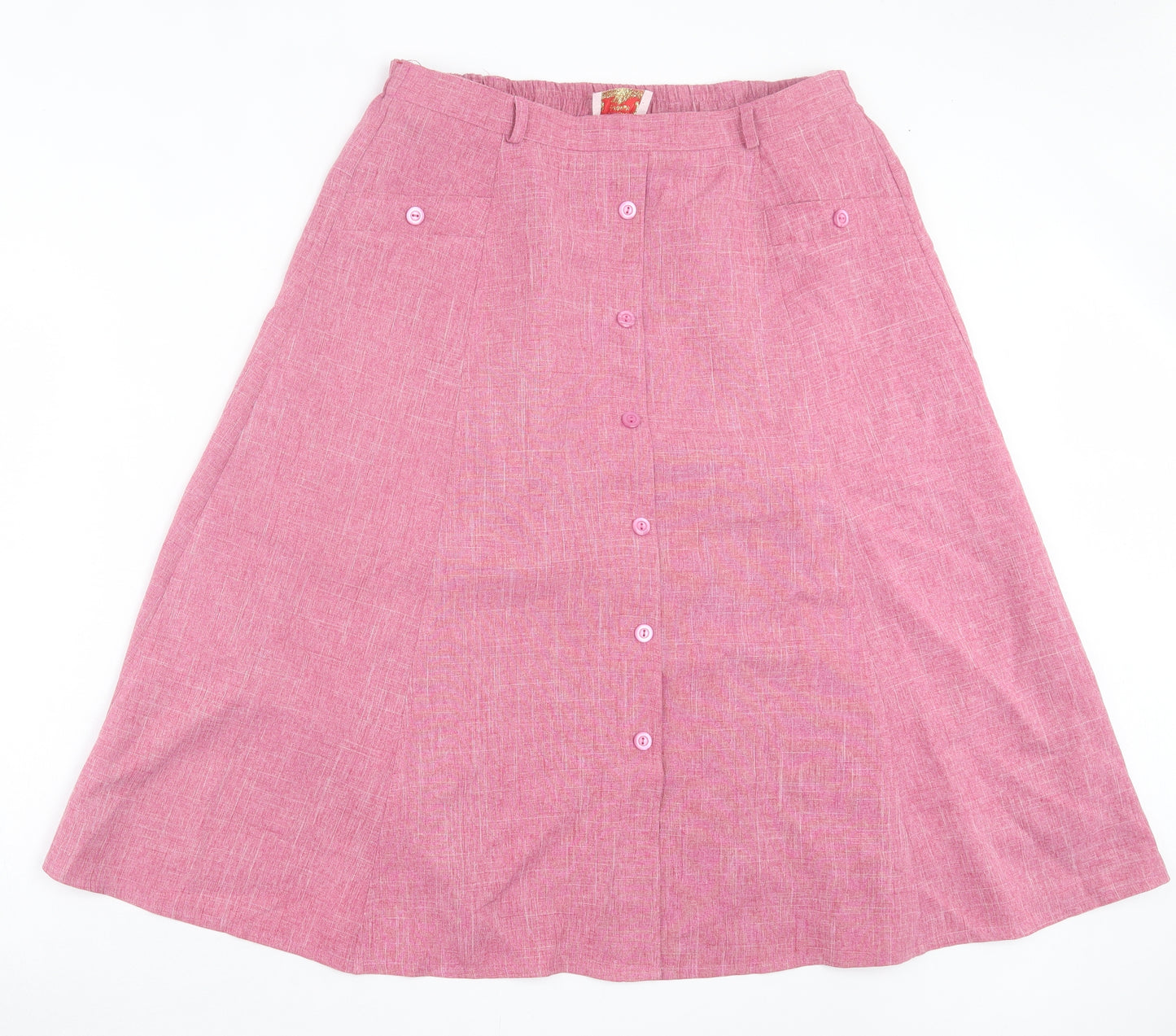 Ridella Womens Pink Polyester A-Line Skirt Size 16 Button
