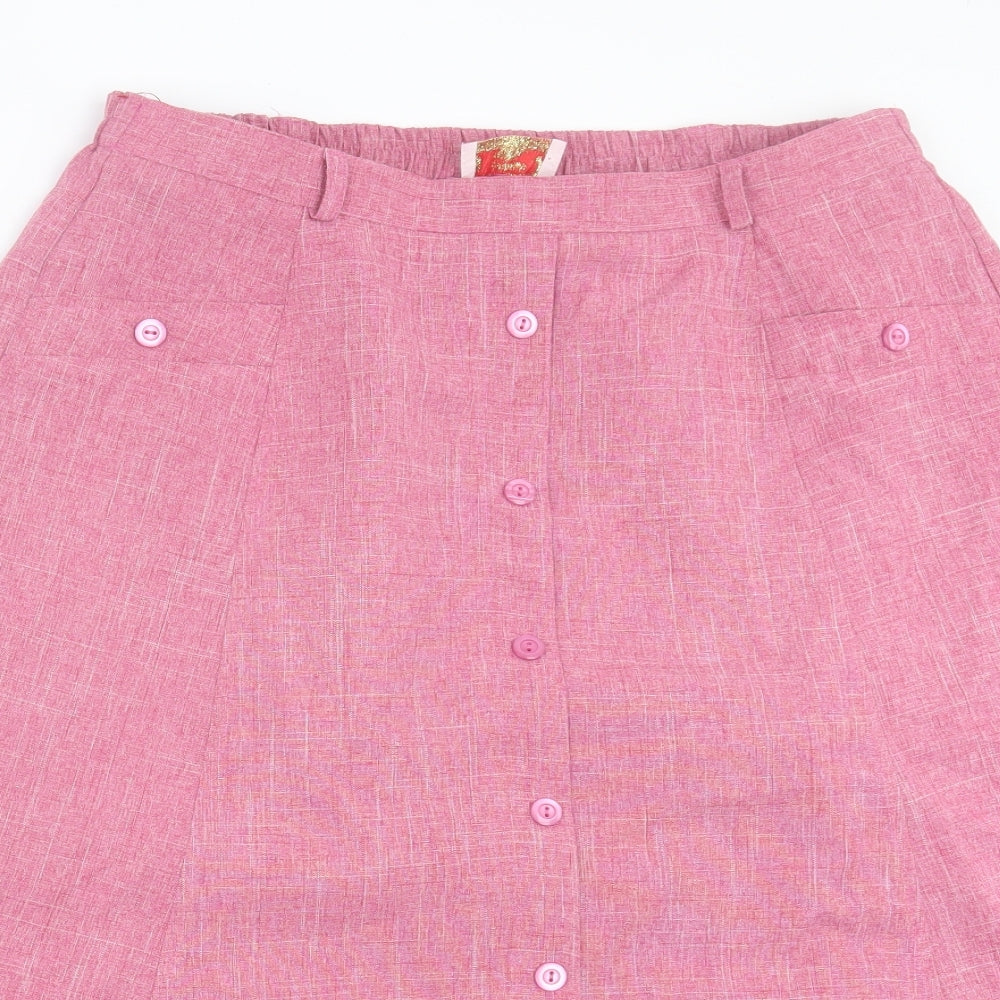 Ridella Womens Pink Polyester A-Line Skirt Size 16 Button
