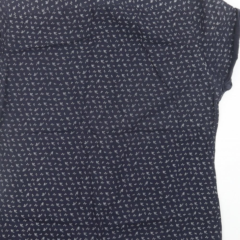 River Island Mens Blue Geometric Cotton Button-Up Size M Collared Button - Pocket Detail