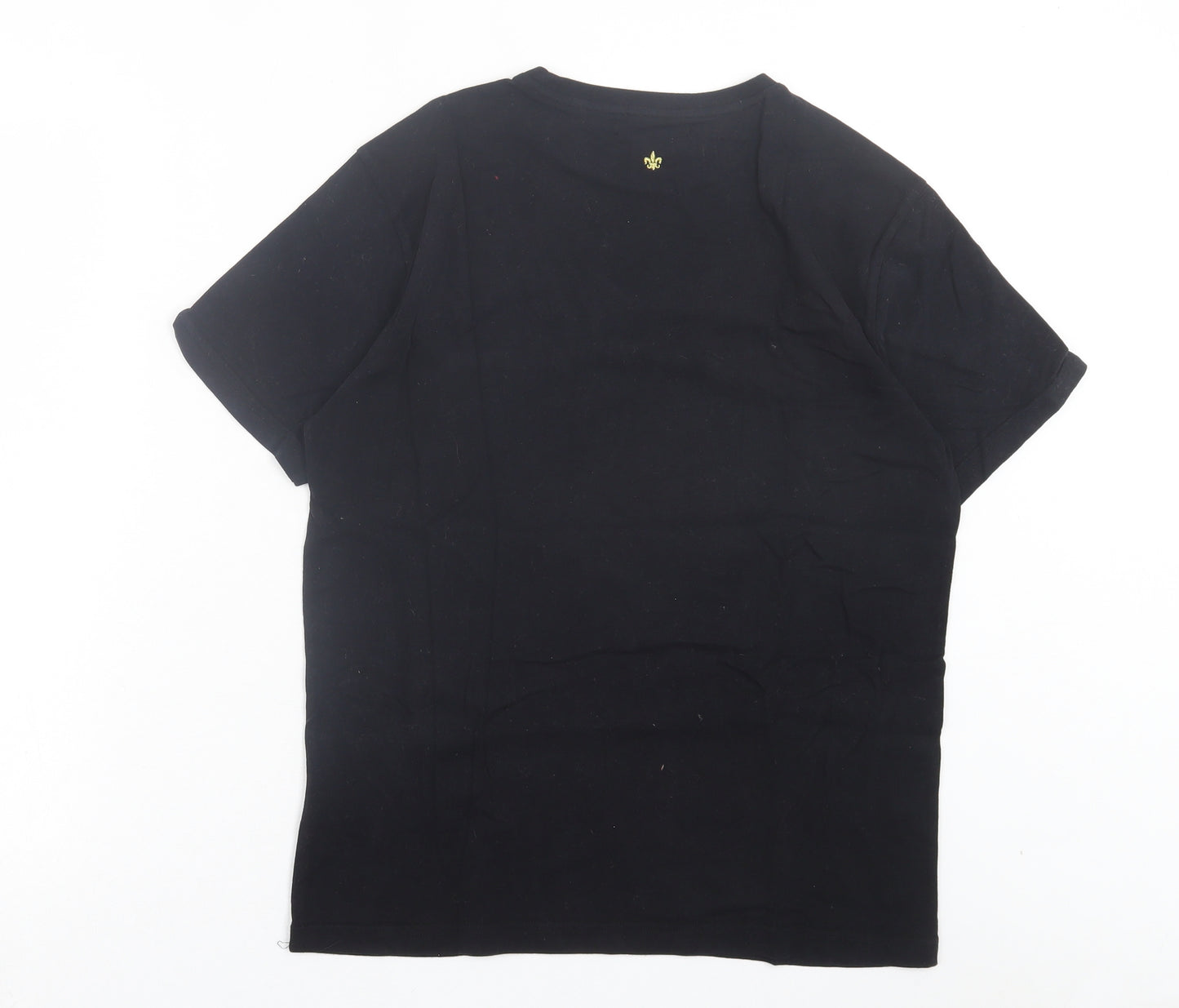 Henleys Womens Black Cotton Basic T-Shirt Size M Crew Neck - Lion
