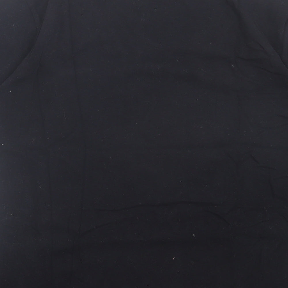 Henleys Womens Black Cotton Basic T-Shirt Size M Crew Neck - Lion